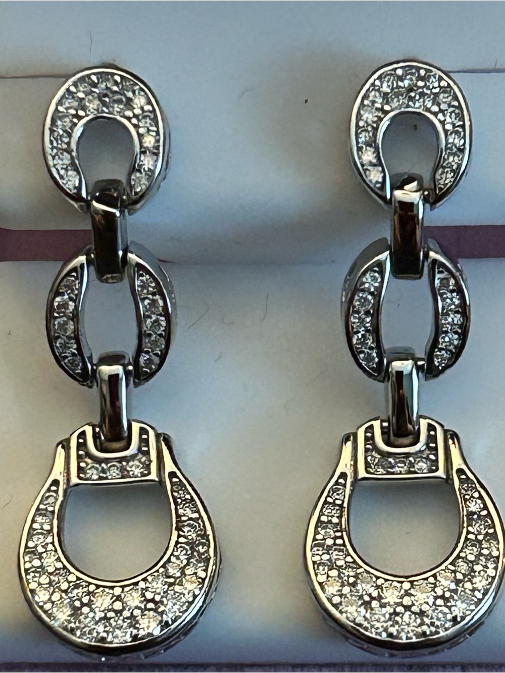 2.00CTW Genuine Moissanite Pavé Link Dangle Drop Earrings 925 Sterling Silver